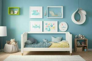 Interior kid's room and wall frame. Pro Photo