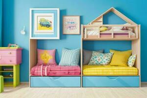 Interior kid's room and wall frame. Pro Photo