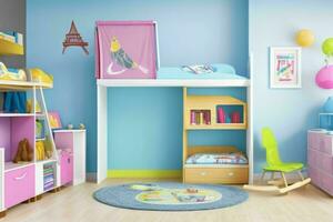 Interior kid's room and wall frame. Pro Photo