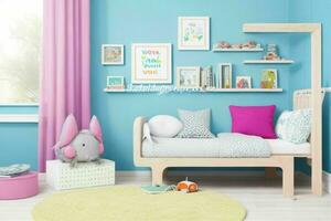 Interior kid's room and wall frame. Pro Photo