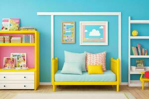 Interior kid's room and wall frame. Pro Photo