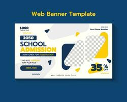 Web banner template for school admission vector