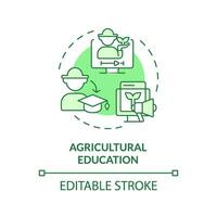 Agricultural education green concept icon. Skill development. Training program. Agriculture industry. Crop science. Round shape line illustration. Abstract idea. Graphic design. Easy to use vector