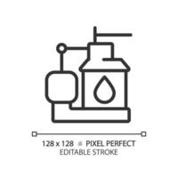 2D pixel perfect editable black sump pump icon, isolated vector, thin line illustration representing plumbing. vector