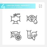 2D pixel perfect black icons set representing plumbing, editable thin line illustration. vector