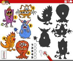 shadows game with cartoon monsters characters vector