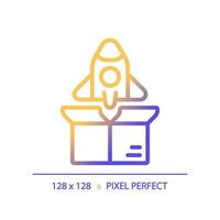 píxel Perfecto degradado producto lanzamiento icono, aislado vector, producto administración Delgado línea ilustración. vector