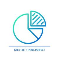 Pie chart gradient linear vector icon. Circle divided. Business statistics. Statistical graphics. Data visualization. Thin line color symbol. Modern style pictogram. Vector isolated outline drawing