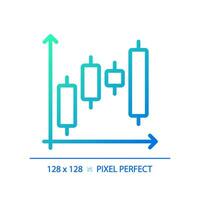 Candlestick chart gradient linear vector icon. Forex trading. Professional sales. Stock market. Financial investment. Thin line color symbol. Modern style pictogram. Vector isolated outline drawing