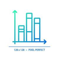 Vertical stacked column chart gradient linear vector icon. Financial performance. Bar chart. Progress tracking. Thin line color symbol. Modern style pictogram. Vector isolated outline drawing