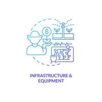 2D gradient infrastructure and equipment icon representing vertical farming and hydroponics concept, isolated vector, thin line illustration. vector