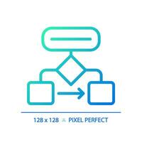 Flow chart gradient linear vector icon. Workflow management. Business optimization. Organizational structure. Thin line color symbol. Modern style pictogram. Vector isolated outline drawing