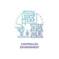 2D gradient controlled environment icon representing vertical farming and hydroponics concept, isolated vector, thin line illustration. vector