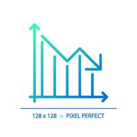 Decrease graph gradient linear vector icon. Arrow going down. Money diagram. Economic crisis. Recession business. Thin line color symbol. Modern style pictogram. Vector isolated outline drawing