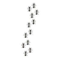 Ants, ant column. Black insect silhouettes. Illustration for backgrounds and packaging. Image can be used for greeting cards, posters, stickers and textile. Isolated on white background. vector