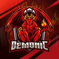 demoníaco deporte mascota logo diseño vector
