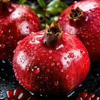 a group of pomegranates with water droplets AI Generative photo