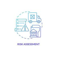 2D risk assessment gradient thin line icon concept, isolated vector, blue illustration representing vendor management. vector