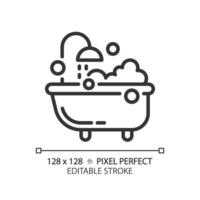 2D pixel perfect editable black bubble bath icon, isolated vector, thin line illustration. vector