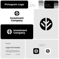 Investment company monochrome glyph business logo. Brand name. Capital market. Sprout symbol. Design element. Visual identity. Suitable for financial consultant, eco business vector