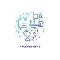 2D procurement gradient thin line icon concept, isolated vector, blue illustration representing vendor management. vector