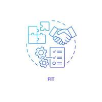 2D fit gradient thin line icon concept, isolated vector, blue illustration representing vendor management. vector