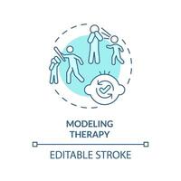 2D editable modeling therapy blue thin line icon concept, isolated vector, monochromatic illustration representing behavioral therapy. vector
