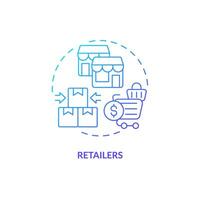 2D retailers gradient thin line icon concept, isolated vector, blue illustration representing vendor management. vector