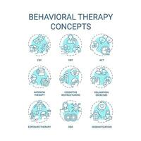 2D editable icons set representing behavioral therapy concepts, isolated vector, thin line blue illustration. vector