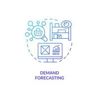 2D demand forecasting gradient thin line icon concept, isolated vector, blue illustration representing vendor management. vector