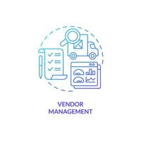 2D vendor management gradient thin line icon concept, isolated vector, blue illustration. vector
