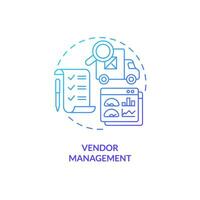 2D vendor management gradient thin line icon concept, isolated vector, blue illustration. vector