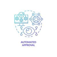 2D automated approval gradient thin line icon concept, isolated vector, blue illustration representing vendor management. vector