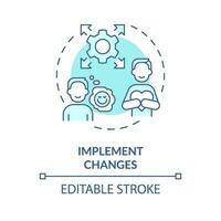 2D editable implement changes blue thin line icon concept, isolated vector, monochromatic illustration representing behavioral therapy. vector