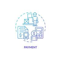 2D payment gradient thin line icon concept, isolated vector, blue illustration representing vendor management. vector