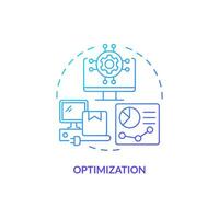 2D optimization gradient thin line icon concept, isolated vector, blue illustration representing vendor management. vector