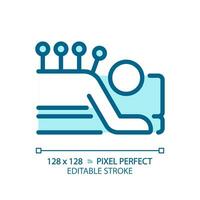 2D pixel perfect editable blue acupuncture icon, isolated vector, thin line illustration. vector