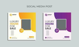 vector editable social media post design. luxury house sale social media post template.