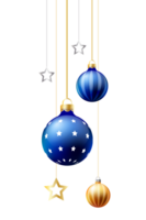 Merry Christmas frame, balls isolate on transparent background PNG file