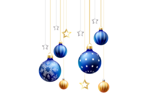 Merry Christmas frame, balls isolate on transparent background PNG file