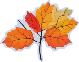 vistoso otoño hojas. acuarela ilustración. pegatina. ai generativo png