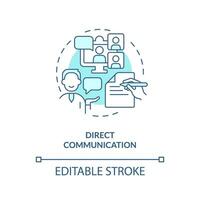 Editable direct communication blue icon concept, isolated vector, lobbying government thin line illustration. vector