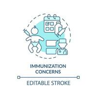 Immunization concerns turquoise concept icon. Kids vaccination. Disease prevention. Infant care. Vaccine safety abstract idea thin line illustration. Isolated outline drawing. Editable stroke vector