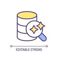 Editable assess data quality icon representing data democratization, isolated vector, thin line illustration. vector