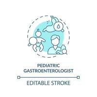 Pediatric gastroenterologist turquoise concept icon. Digestive system. Healthcare practitioner. Child clinic abstract idea thin line illustration. Isolated outline drawing. Editable stroke vector