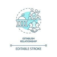 Editable establish relationship blue icon concept, isolated vector, lobbying government thin line illustration. vector