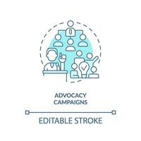 Editable advocacy campaigns blue icon concept, isolated vector, lobbying government thin line illustration. vector