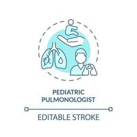 Pediatric pulmonologist turquoise concept icon. Respiratory system. Lung doctor. Breathing problem. Children hospital abstract idea thin line illustration. Isolated outline drawing. Editable stroke vector