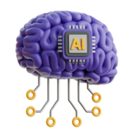 AI Brain 3d Icon Illustrations png