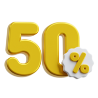 50. por cento 3d ícone ilustrações png